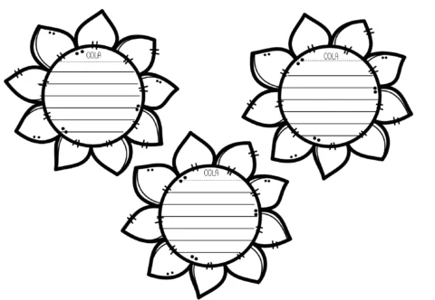 Três flores em branco para colagem com espaço para escrita