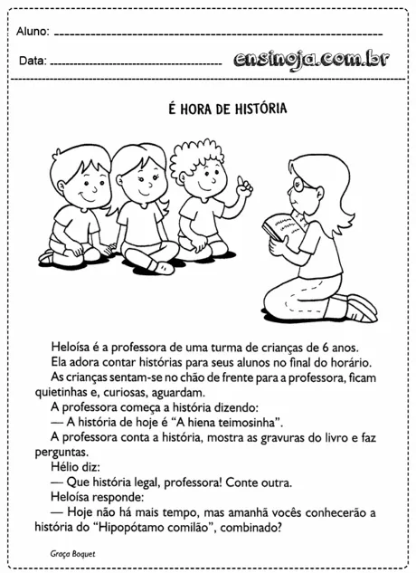 Crianças sentadas ouvindo uma professora contar uma história.