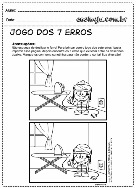 Atividade do jogo dos 7 erros com duas imagens semelhantes.