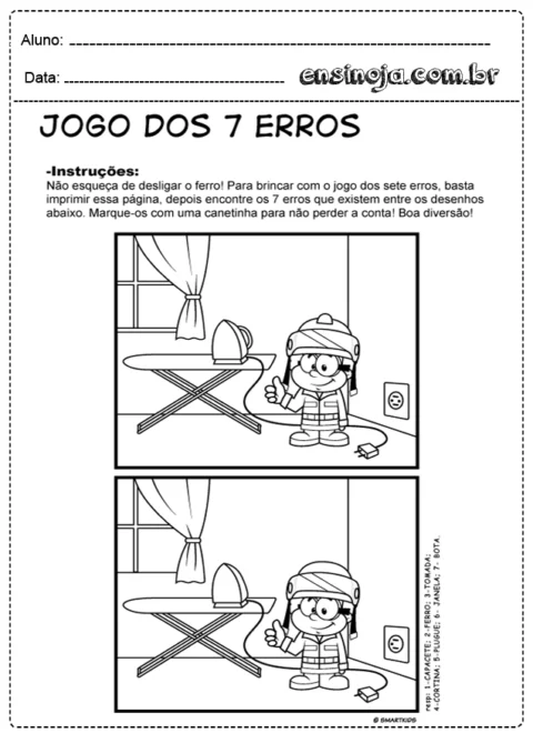 Atividade do jogo dos 7 erros com duas imagens semelhantes.