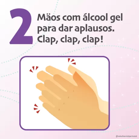 Ilustração de mãos se aplaudindo com álcool gel