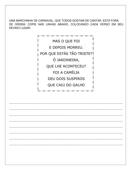 Uma marchinha de carnaval com versos para copiar.