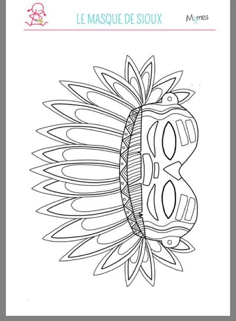 Máscara de Sioux para colorir