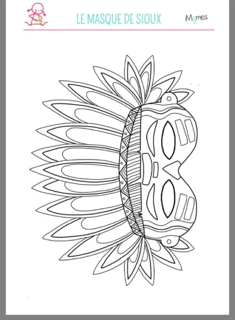 Máscara de Sioux para colorir