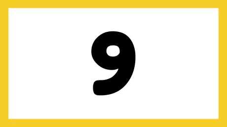 Número 9 em fundo amarelo