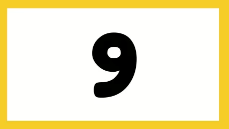 Número nove em fundo amarelo