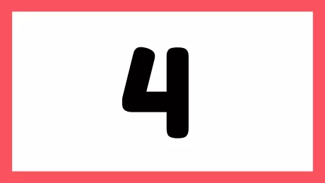 Número quatro em fundo branco com borda rosa