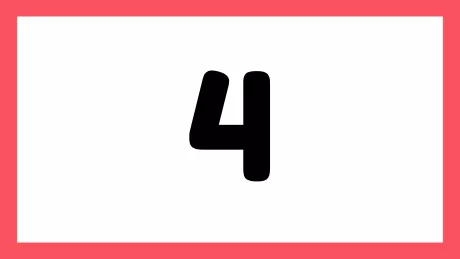 Número quatro em fundo branco com borda rosa