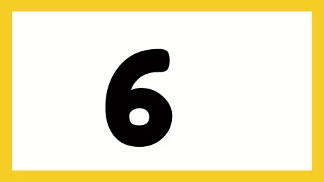 Número 6 em destaque com fundo amarelo