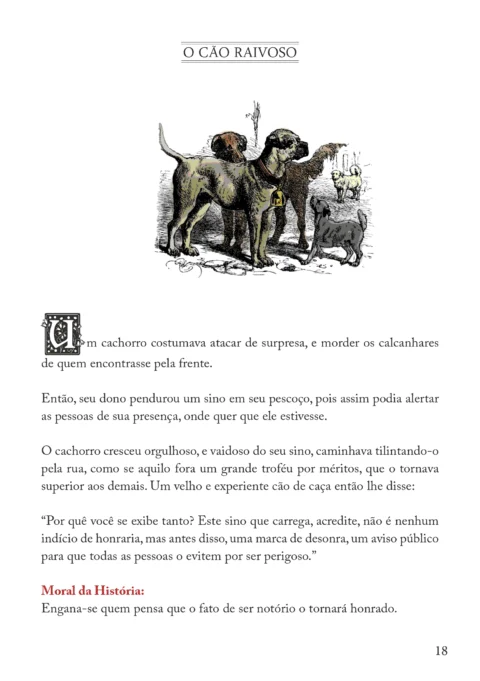 Ilustração de cães com um cachorro usando um sino no pescoço.