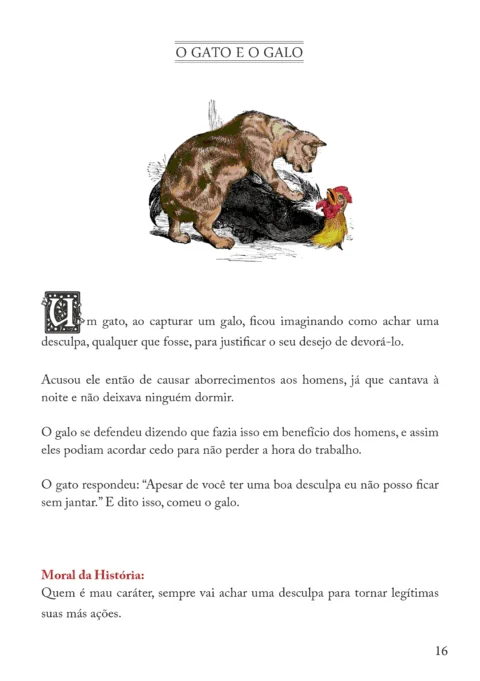 Ilustração do gato capturando um galo.