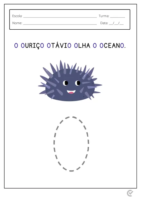 Desenho de um ouriço do mar com espinhos e um rosto sorridente.