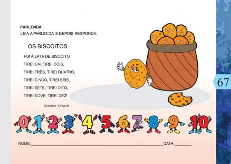 Ilustração de uma parlanda com biscoitos e números de 0 a 10.
