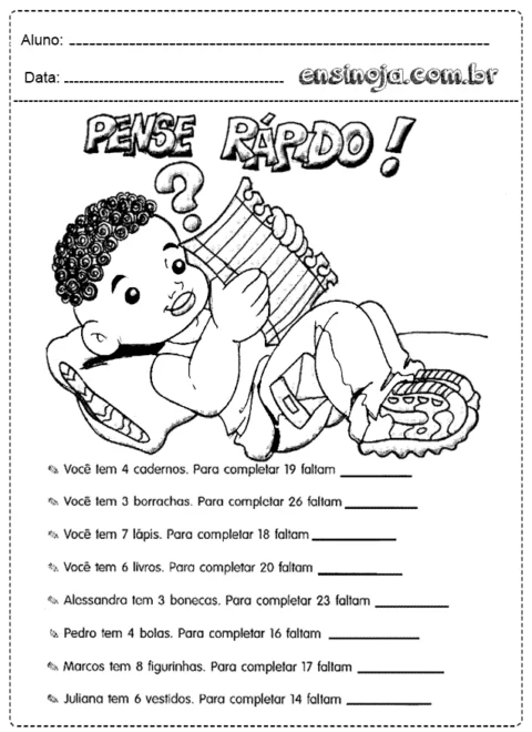Criança sentada com um instrumento musical, pensando rapidamente.