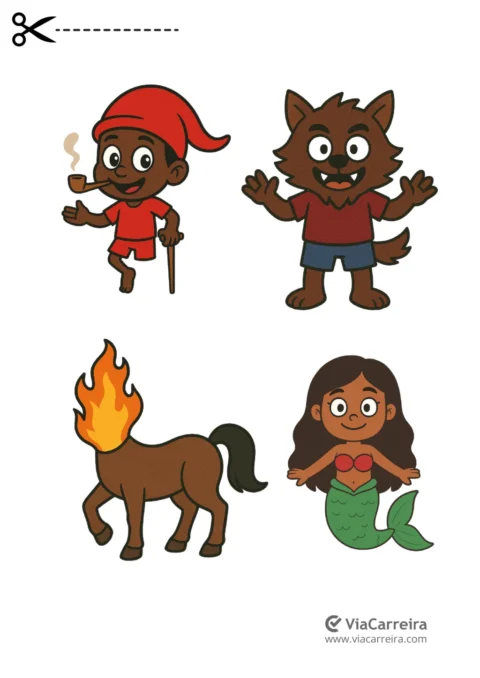 Personagens de histórias infantis para atividades educativas.