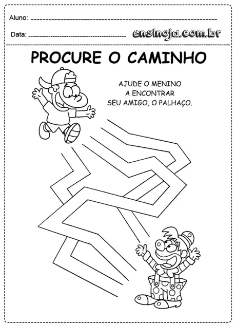Atividade de procurar o caminho para um palhaço.
