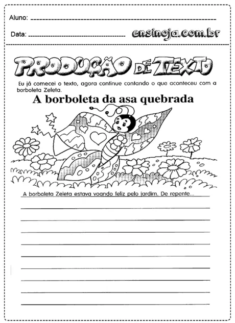 Atividade de produção de texto sobre a borboleta Zeleta.