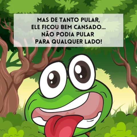 A rã cansada após pular muito.