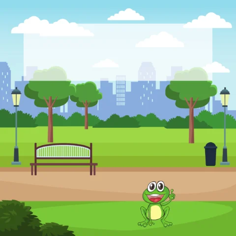 Rã em um parque urbano.