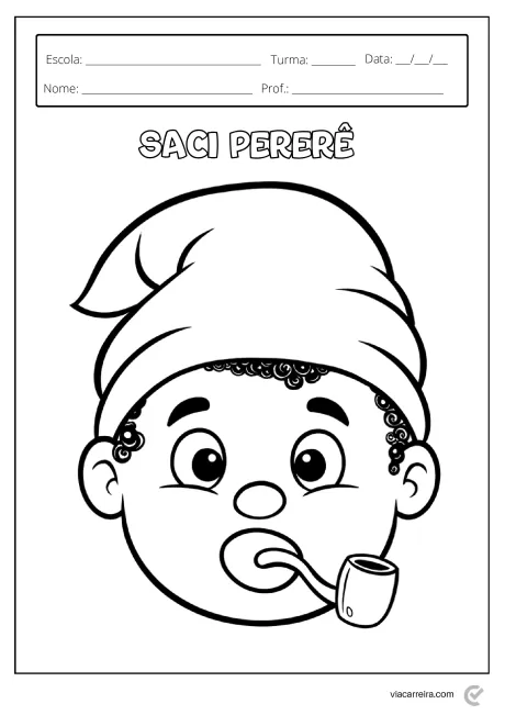 Desenho do Saci Pererê, personagem do folclore brasileiro, com um gorro e um cachimbo.