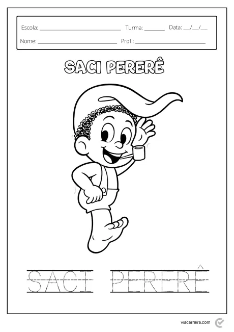 Desenho do Saci Pererê, personagem folclórico brasileiro, para colorir.