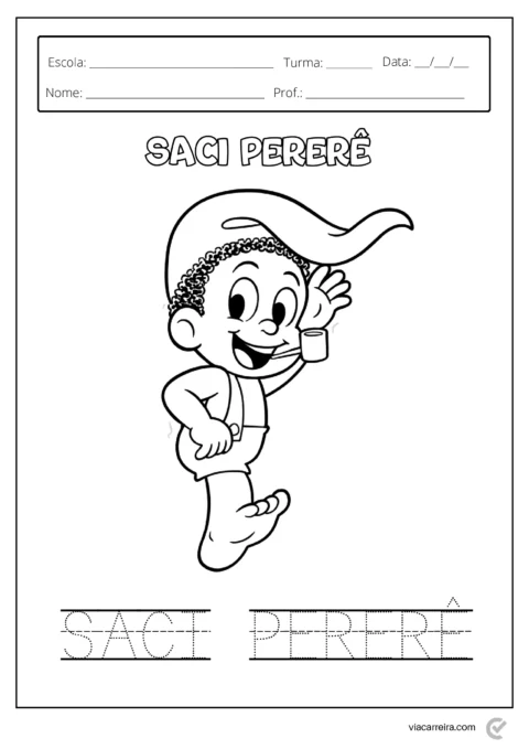 Desenho do Saci Pererê, personagem folclórico brasileiro, para colorir.