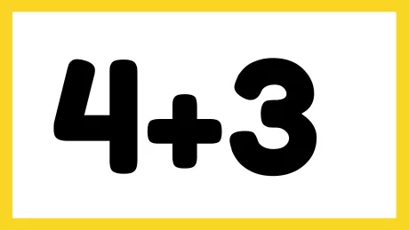 Imagem mostrando a soma 4 + 3