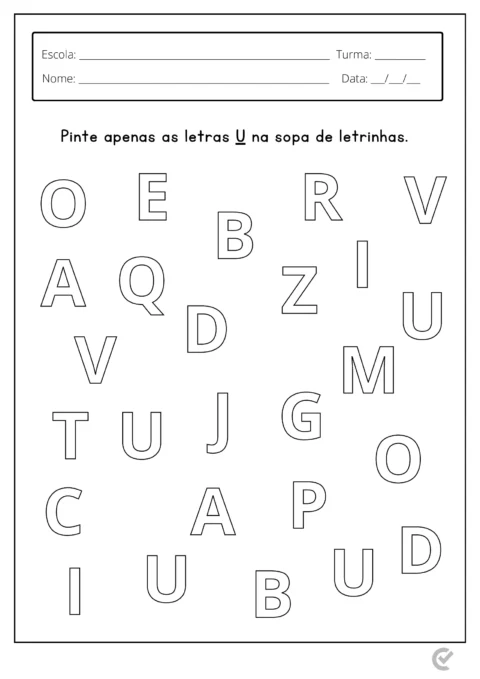 Atividade de sopa de letrinhas para pintar as letras Y.