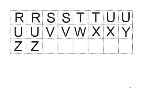 Tabela com letras do alfabeto em destaque.