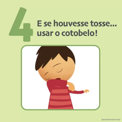Ilustração de uma criança tossindo no cotovelo