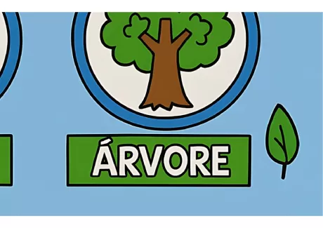 Ilustração de uma árvore com o texto 'ÁRVORE' abaixo