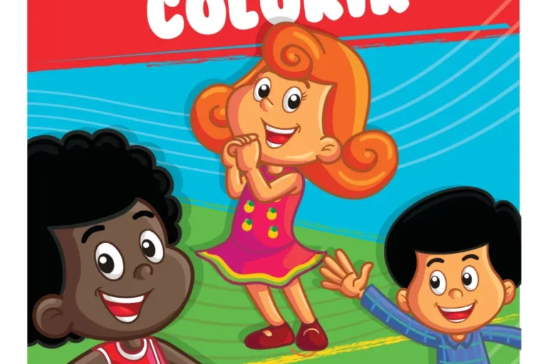 Capa de atividades de colorir com crianças felizes
