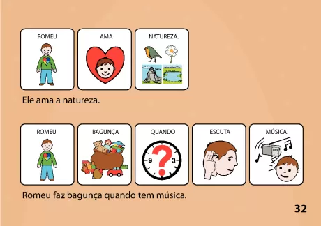 Ilustrações de atividades educativas sobre amor à natureza e ações de crianças.