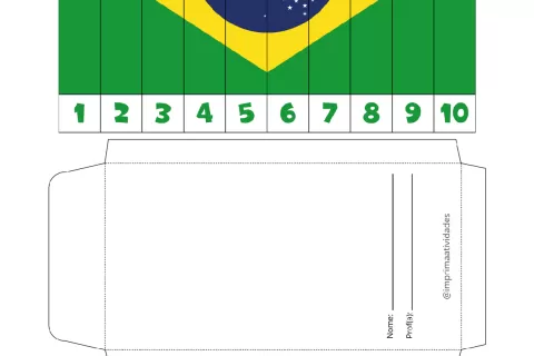 Imagem da bandeira do Brasil com espaço para atividades educativas.