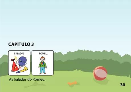 Ilustração do Capítulo 3 com duas figuras: uma balada e um personagem chamado Romeu.