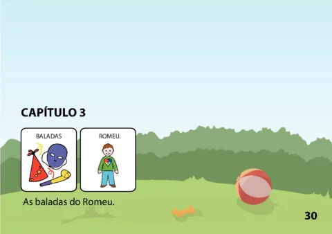 Ilustração do Capítulo 3 com duas figuras: uma balada e um personagem chamado Romeu.
