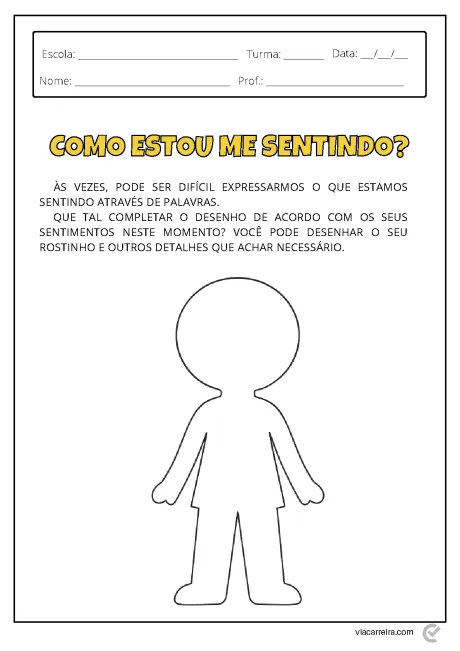 Desenho de uma figura humana em branco para expressar sentimentos.