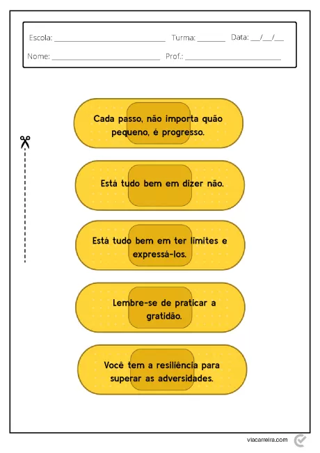 Cartão com frases motivacionais sobre progresso, limites e gratidão.