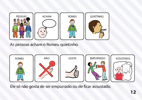 Sequência de imagens mostrando a percepção das pessoas sobre Romeu e suas reações.