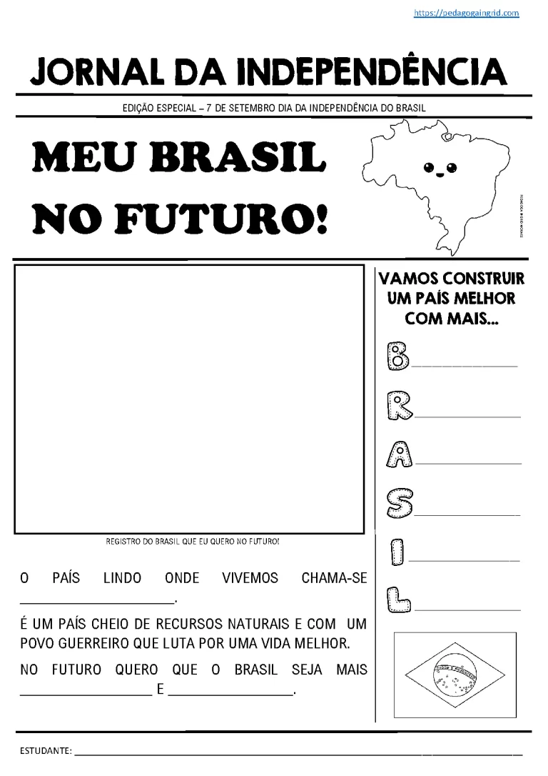 Jornalzinho da independência – atividades 7 de setembro