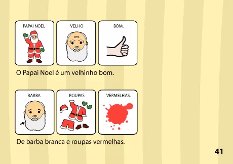 Ilustrações do Papai Noel com descrição de suas características.