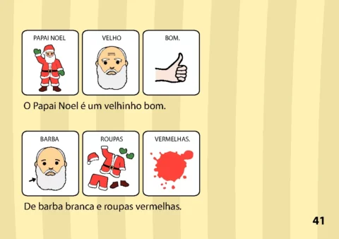 Ilustrações do Papai Noel com descrição de suas características.