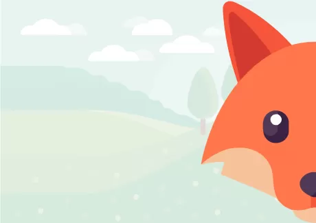 Ilustração de uma raposa em um cenário natural