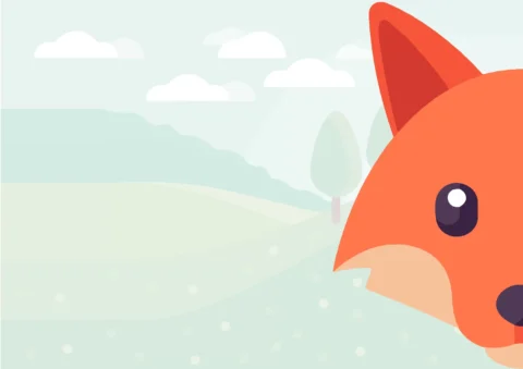 Ilustração de uma raposa em um cenário natural