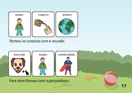 Ilustração de Romeu se conectando com o mundo e mostrando superpoderes.