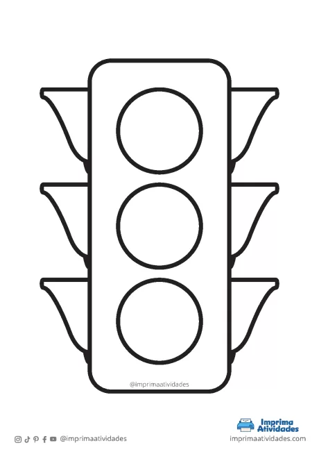 Desenho de um semáforo com três luzes: vermelho, amarelo e verde.