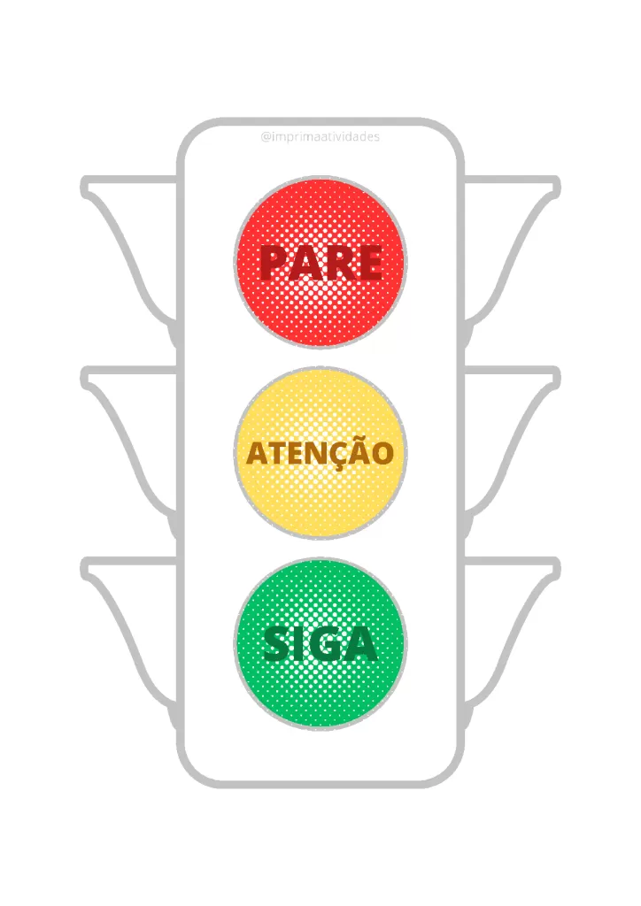 Semáforo com luzes vermelha, amarela e verde indicando pare, atenção e siga.
