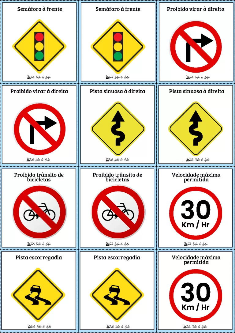 Jogo da memória das placas de trânsito