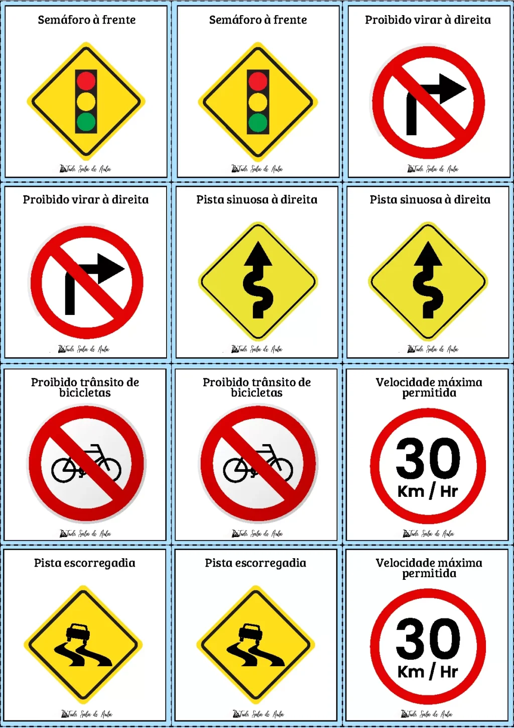 Jogo da memória das placas de trânsito
