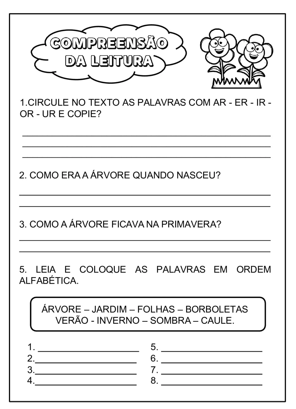 Atividade de sílabas para 1º ano em PDF